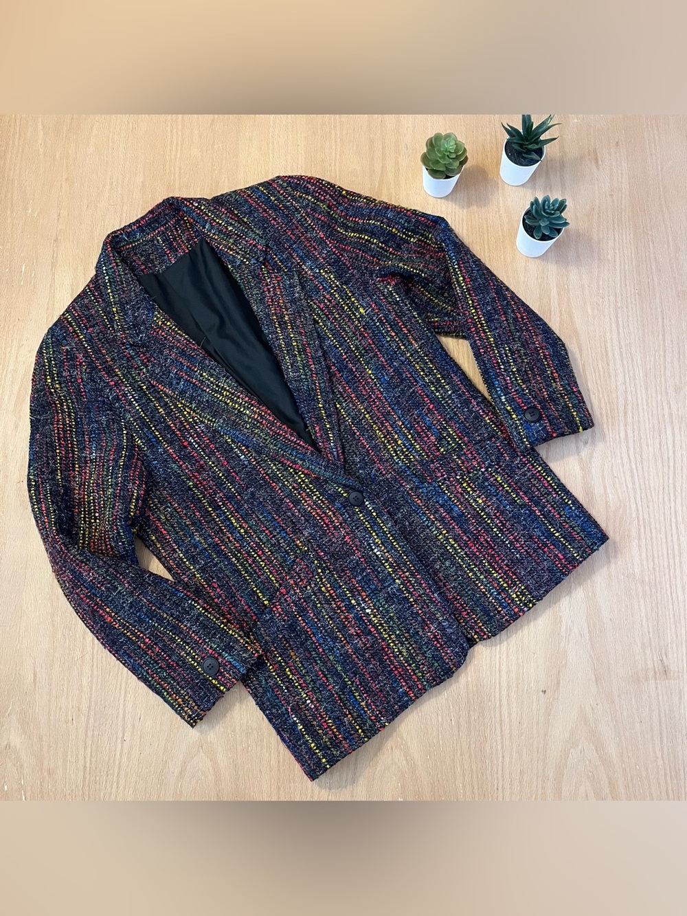 Vintage Mertelli Collection Wool / Rayon Multicolor Blazer  Sz 10